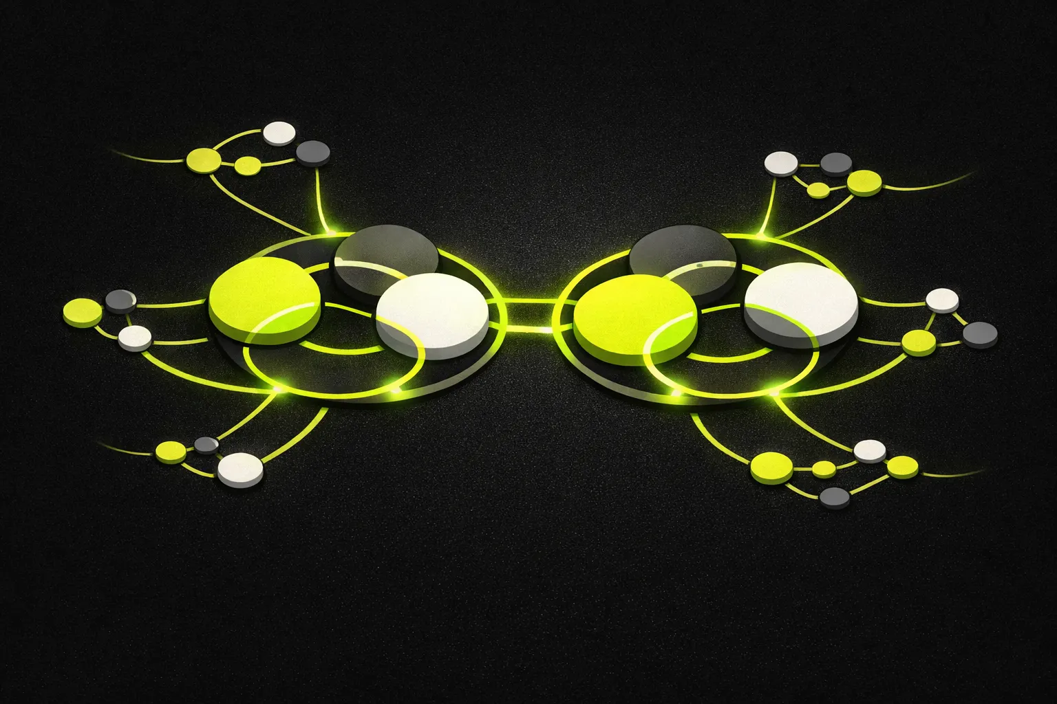 An abstract network map shows two dominant liquidity clusters with several much smaller branches.