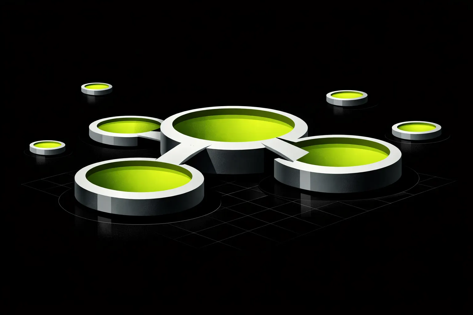 A connected cluster of larger pools sits in the center while smaller isolated pools remain around the edges.