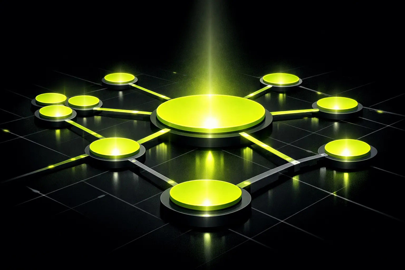 An abstract network of glowing pools shows several very new pools clustered around a larger central pool.