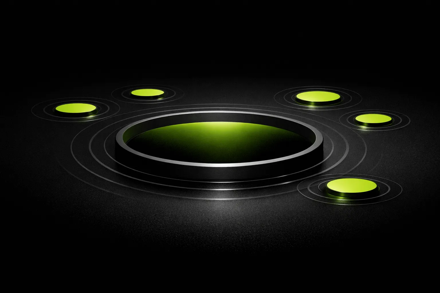 Several abstract liquidity pools appear on a dark surface, with one much larger pool dominating the scene.