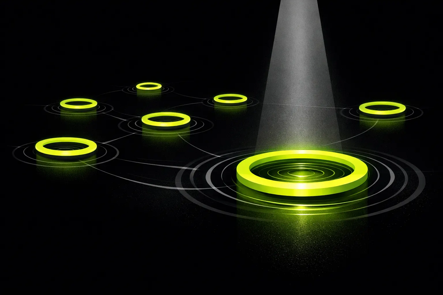 An abstract scene shows several small glowing pools and one larger highlighted pool to represent new token launches and differences in liquidity depth.