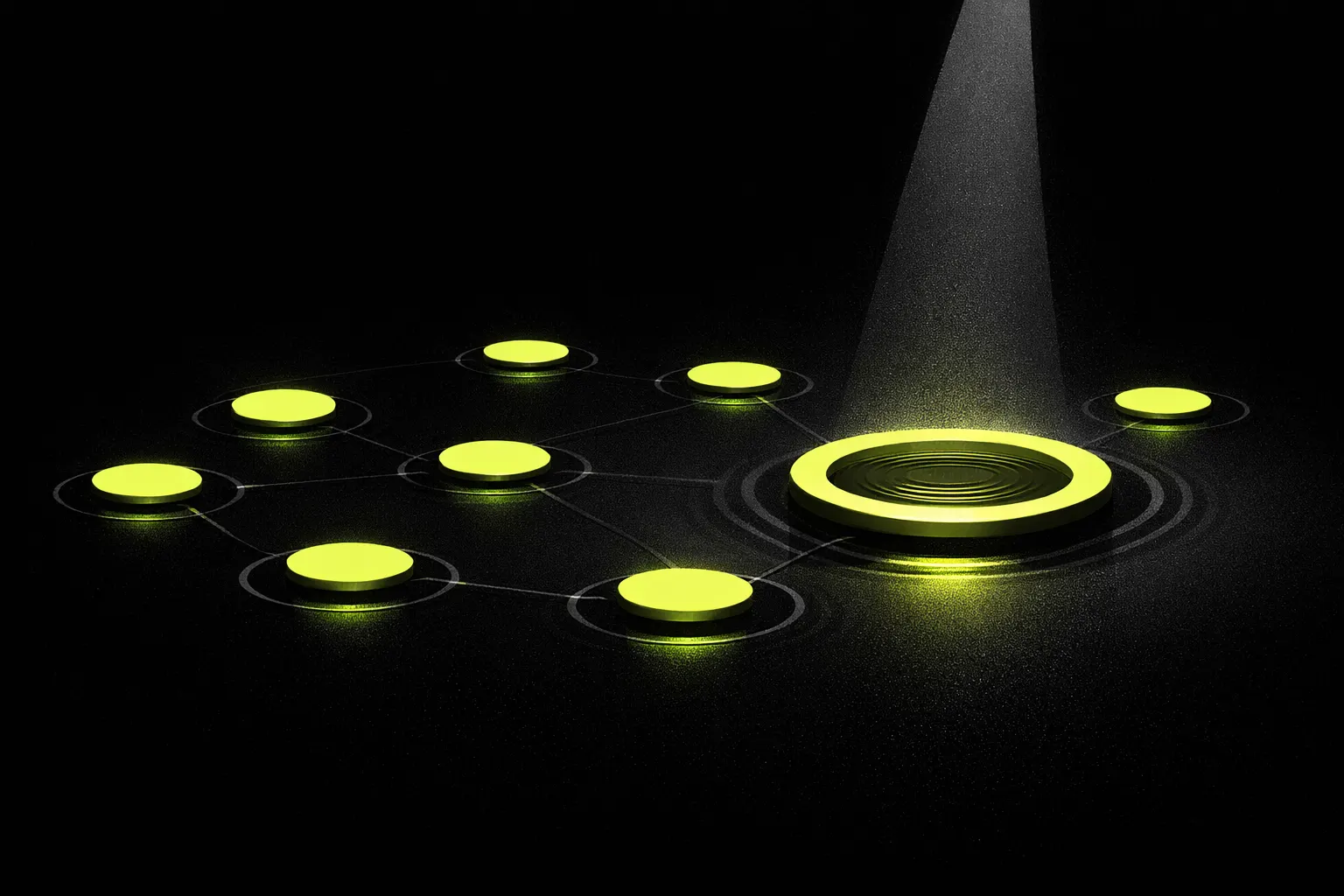 An abstract scene shows several glowing pools, with one larger pool highlighted among many smaller new ones.
