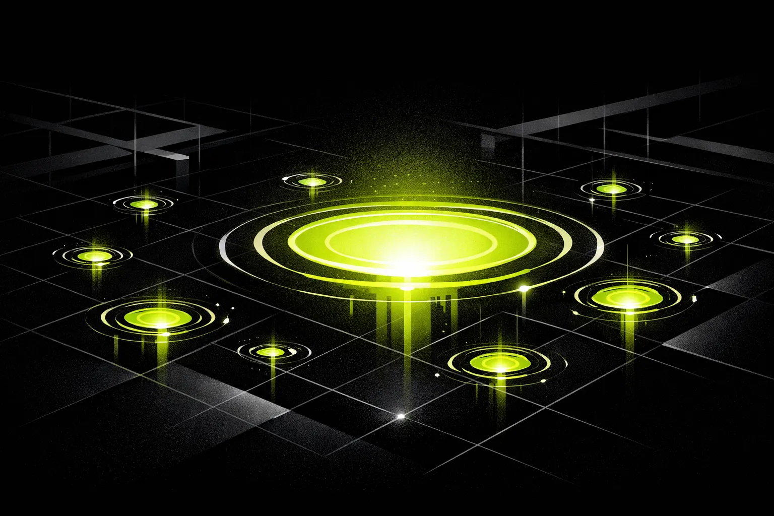 An abstract network scene shows one large bright liquidity pool surrounded by several much smaller new pools.