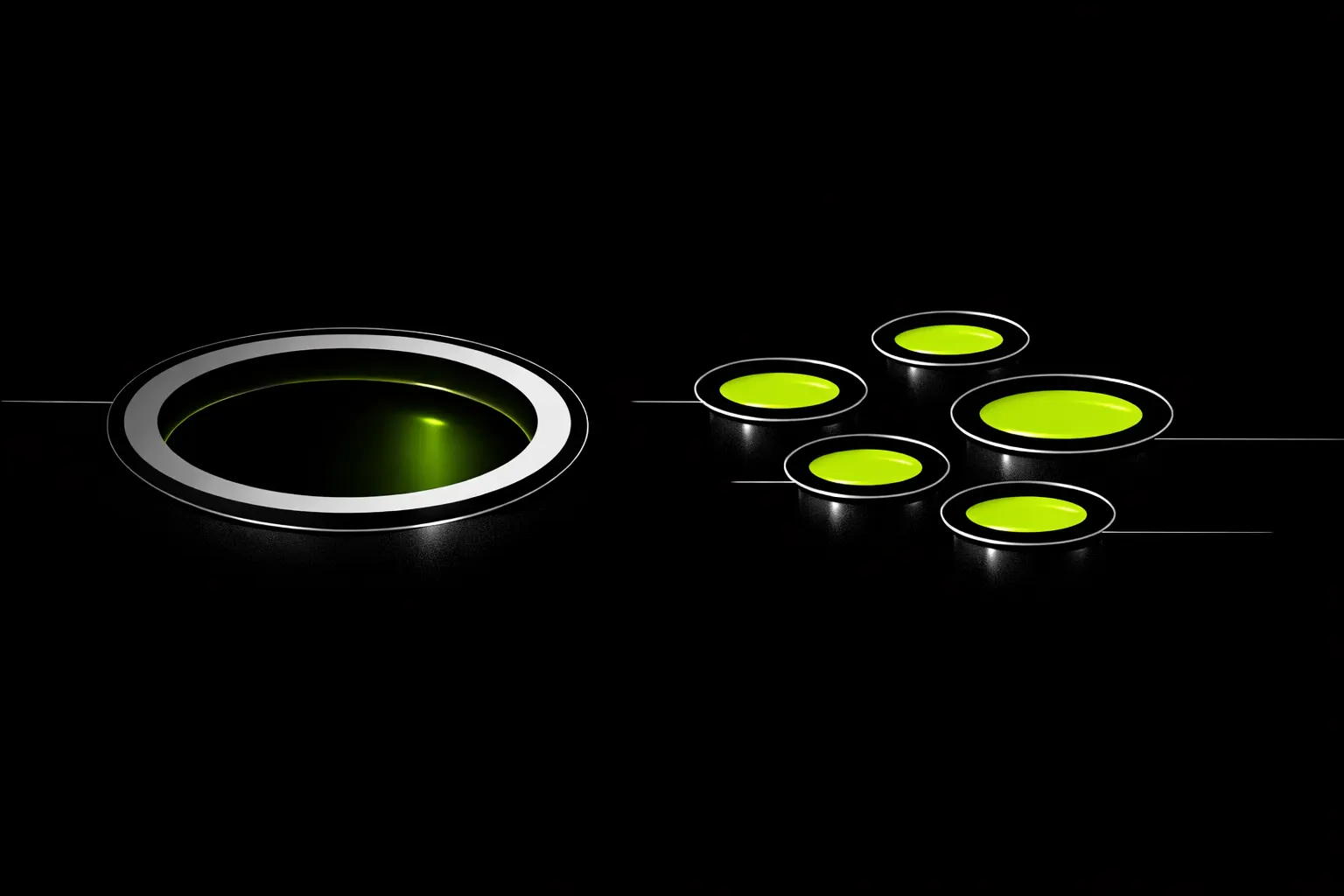 An abstract top-down scene contrasts one deep pool with several shallow new pools connected by thin lines.